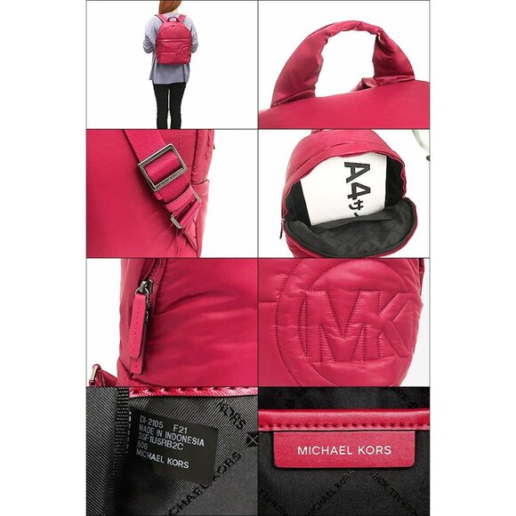 S Michael Kors Rae Medium Quilted Nylon Burgundy Backpack 35F1U5RB2C NWT $368 FS - Picture 8 of 9